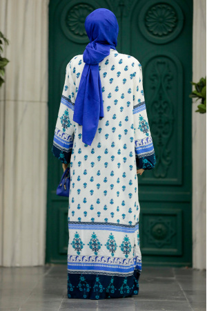 Neva Style - Etnik Desenli Tesettür İkili Kimono Takım 50042DSN2 - 4