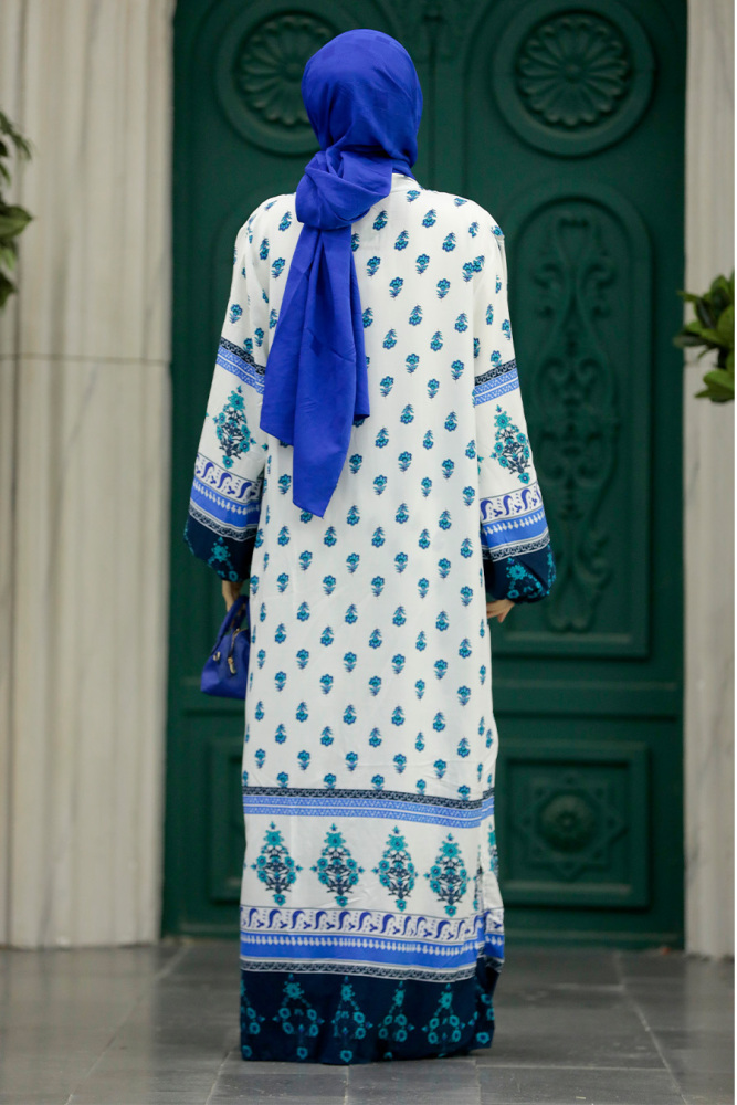 Neva Style - Etnik Desenli Tesettür İkili Kimono Takım 50042DSN2 - 4