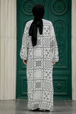  Etnik Desenli Tesettür Kimono İkili Takım 50042DSN10 - 4