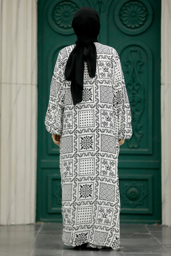  Etnik Desenli Tesettür Kimono İkili Takım 50042DSN10 - 4
