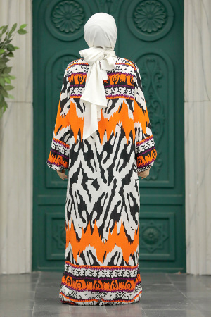  Etnik Desenli Tesettür Kimono İkili Takım 50042DSN15 - 6