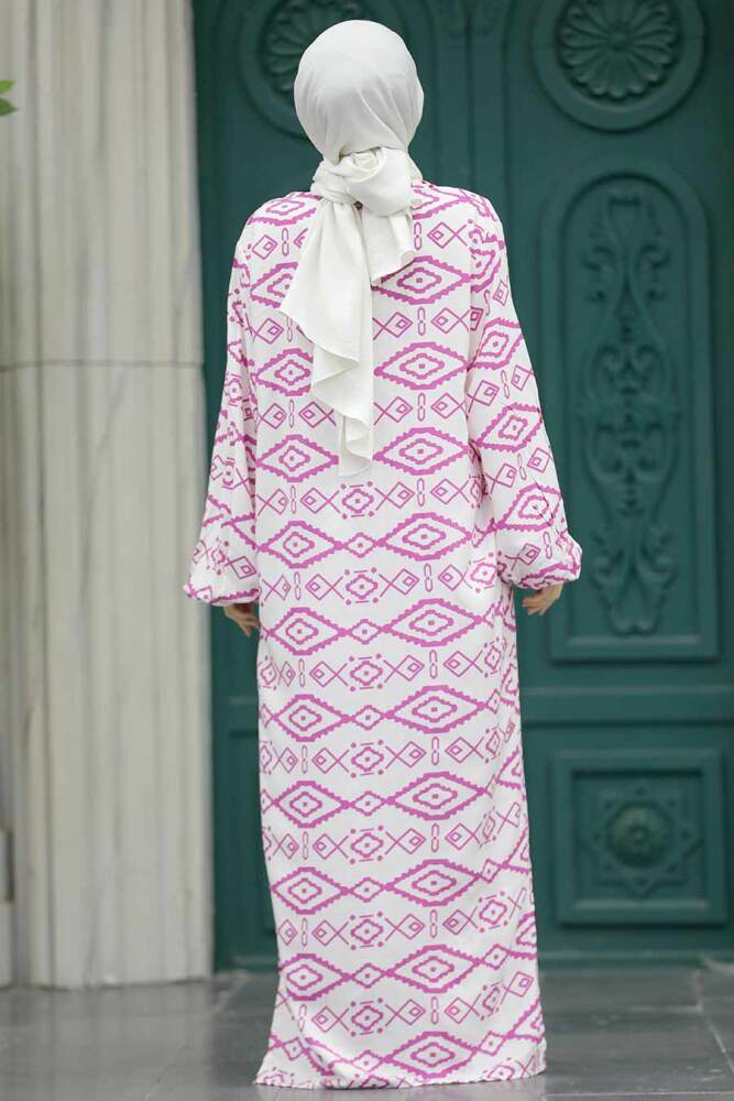 Neva Style - Etnik Desenli Tesettür Kimono İkili Takım 50042DSN21 - 4
