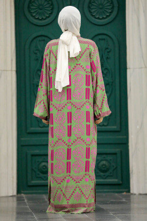 Neva Style - Etnik Desenli Tesettür Kimono İkili Takım 50042DSN27 - Thumbnail