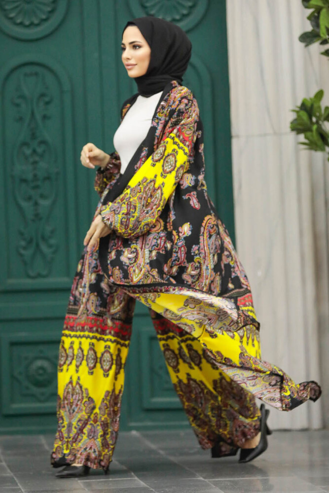  Etnik Desenli Tesettür Kimono İkili Takım 50042DSN28 - 2
