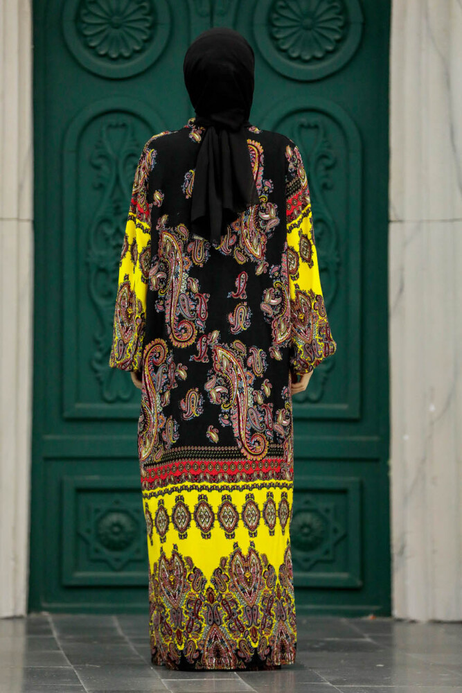  Etnik Desenli Tesettür Kimono İkili Takım 50042DSN28 - 5
