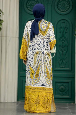  Etnik Desenli Tesettür Kimono İkili Takım 50042DSN4 - 3