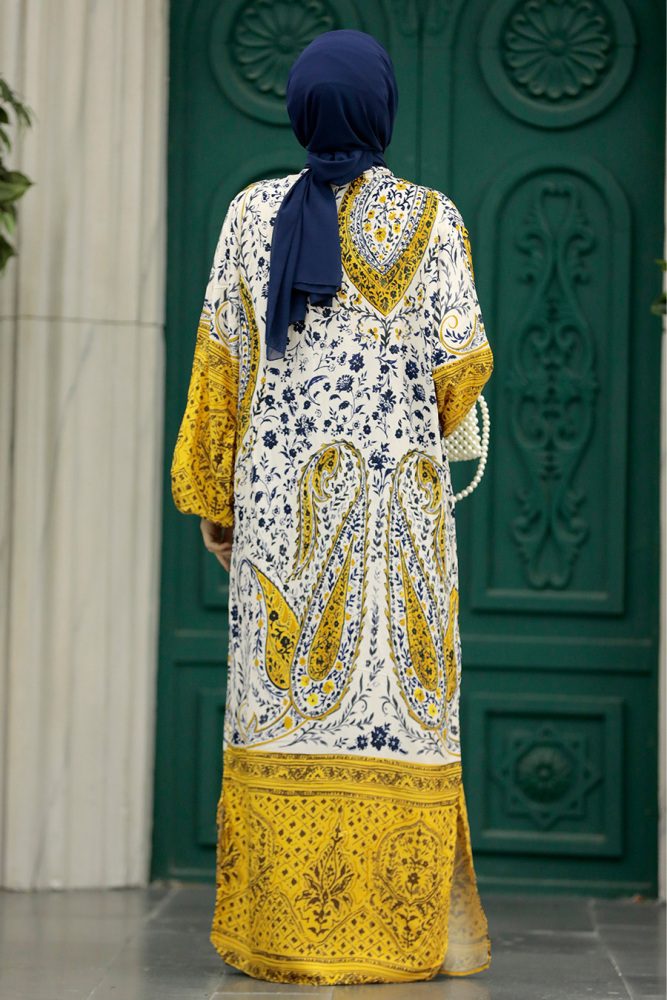  Etnik Desenli Tesettür Kimono İkili Takım 50042DSN4 - 3