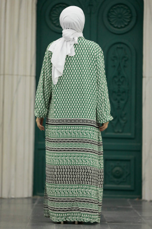  Etnik Desenli Tesettür Kimono İkili Takım 50042DSN8 - 4