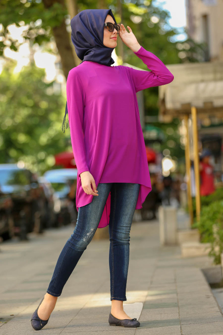 Neva Style - Fuchsia Hijab Tunic 5041-01F