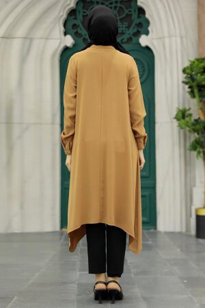 Neva Style - Fermuar Detaylı Bisküvi Tesettür Tunik 24460BS - 3