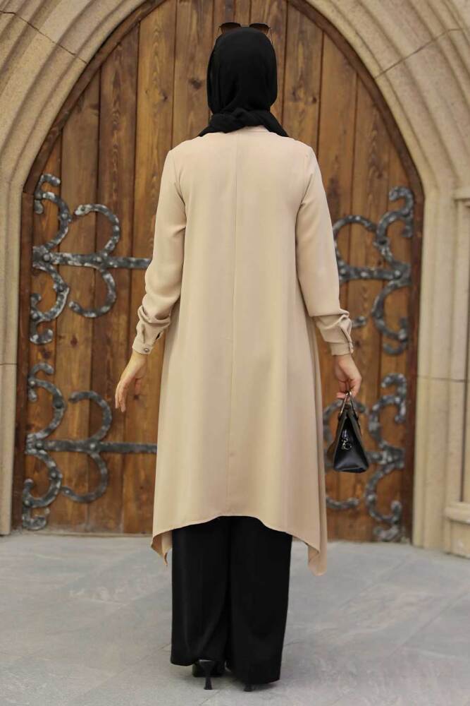 Neva Style - Fermuar Detaylı Vizon Tesettür Tunik 24460V - 3