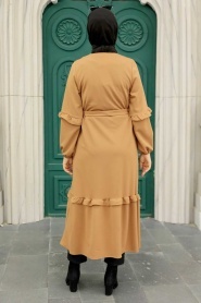 Neva Style - Fermuarlı Bisküvi Tesettür Elbise 5812BS - Thumbnail