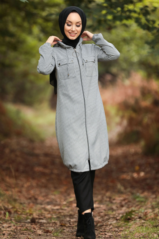 Neva Style - Fermuarlı Ekru Tesettür Kap 503E - 2