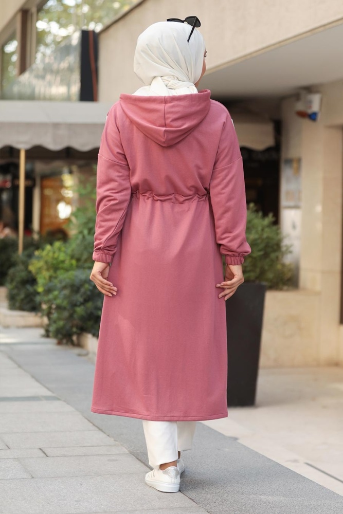 Neva Style - Fermuarlı Gül Kurusu Tesettür Kap 16011GK - 2