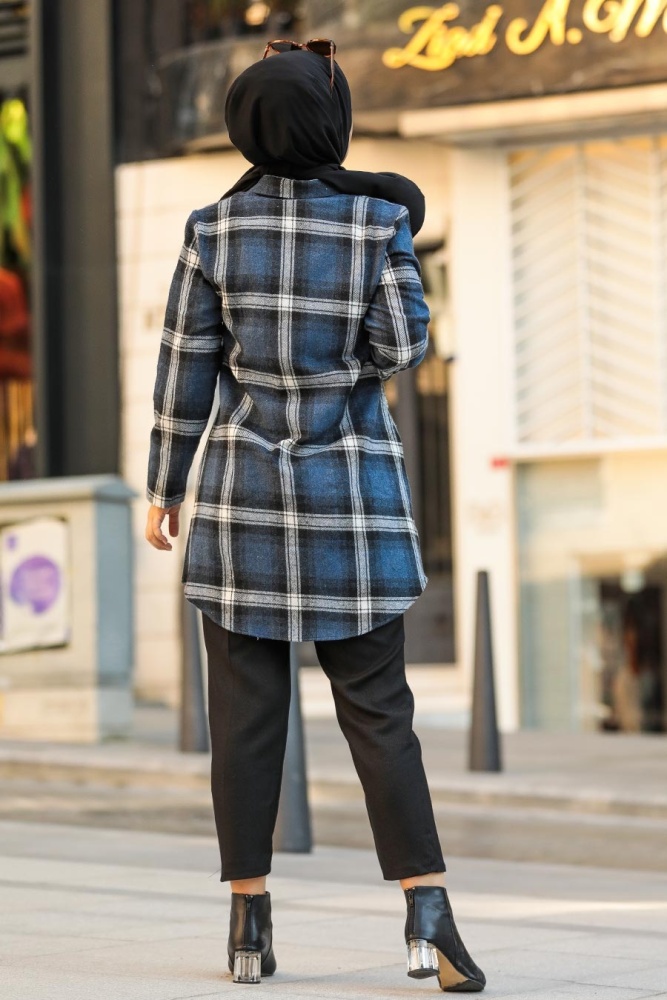 Neva Style - Fermuarlı İndigo Mavisi Tesettür Tunik 20031IM - 3