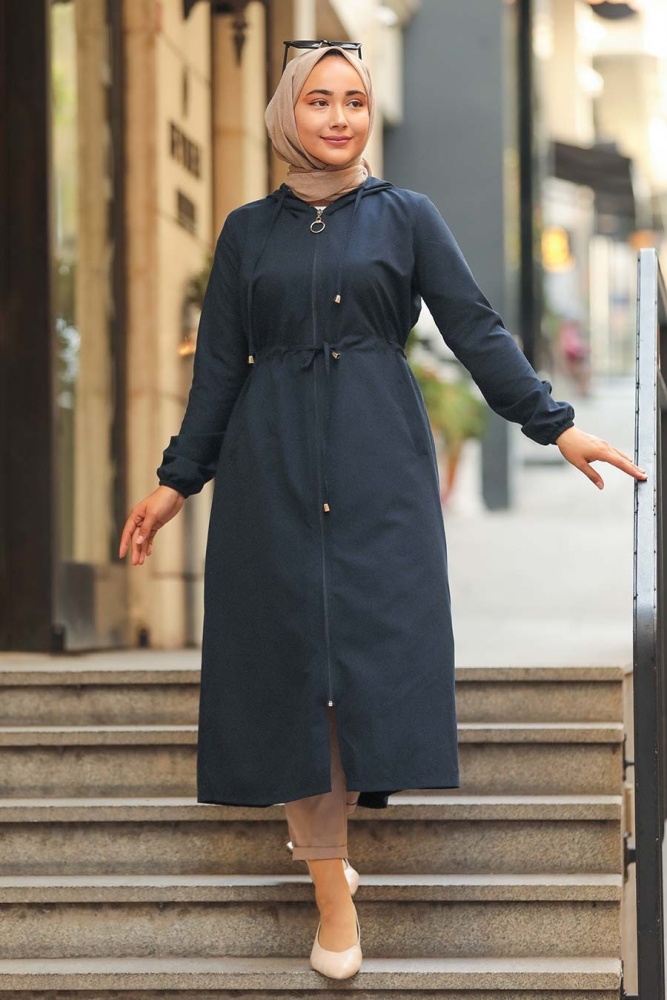 Neva Style - Fermuarlı Lacivert Tesettür Kap 51701L - 1