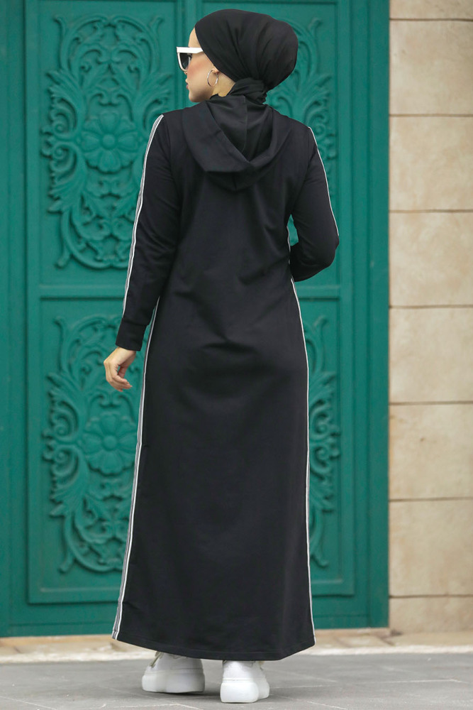 Neva Style - Fermuarlı Siyah Tesettür Kap 22641S - 4