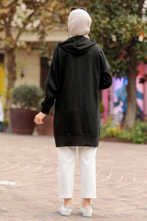 Neva Style - Fermuarlı Siyah Tesettür Kap 32450S - 4