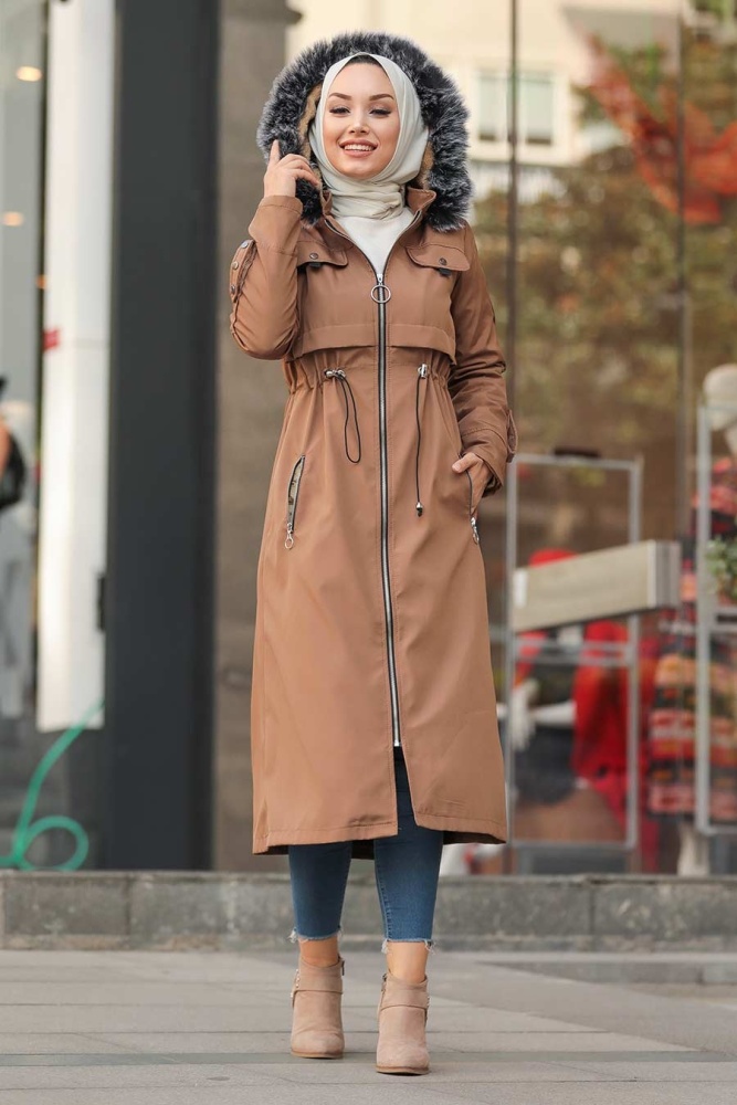 Neva Style - Fermuarlı Vizon Tesettür Kap 6605V - 1