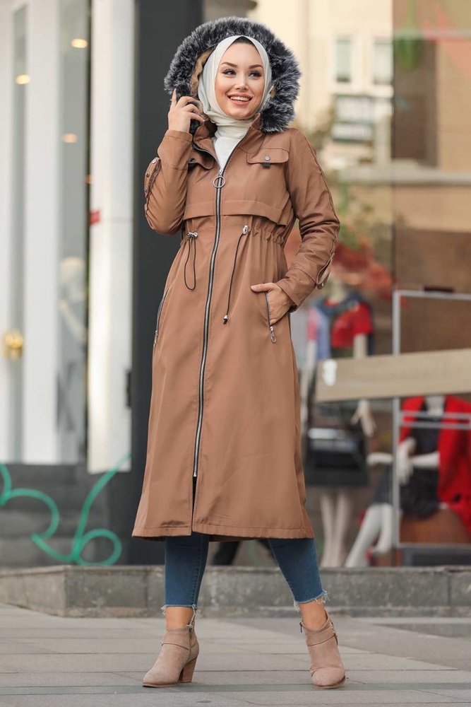 Neva Style - Fermuarlı Vizon Tesettür Kap 6605V - 2