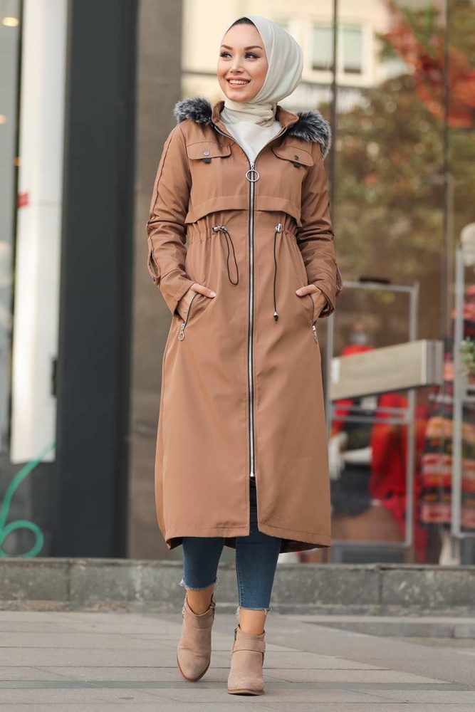 Neva Style - Fermuarlı Vizon Tesettür Kap 6605V - 3