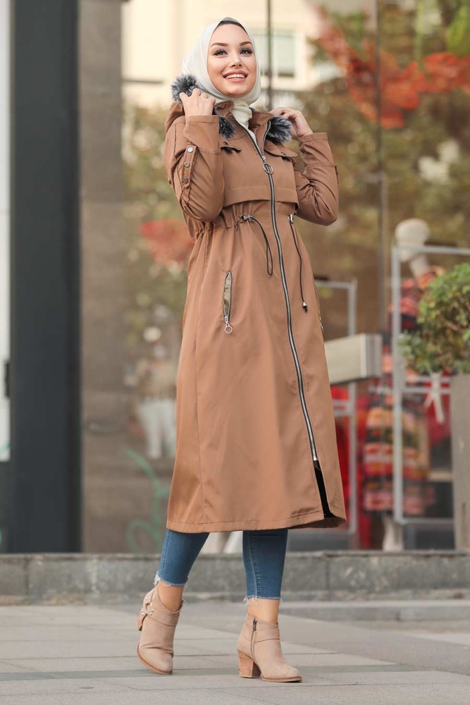 Neva Style - Fermuarlı Vizon Tesettür Kap 6605V - 4
