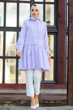  Fırfır Detaylı Lila Tesettür Tunik 5613LILA - 1
