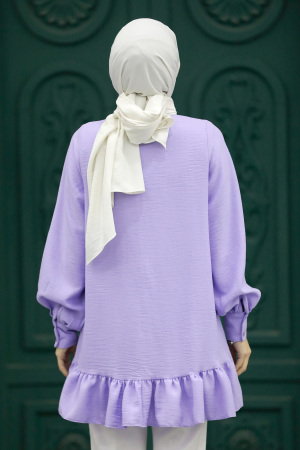  Fırfır Detaylı Lila Tesettür Tunik 5898LILA - 3