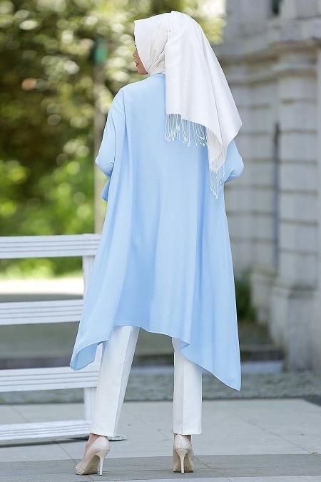 Neva Style - Fırfırlı Buz Mavisi Tunik - 3