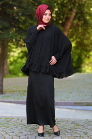 Neva Style - Fırfırlı Siyah Tesettür Bluz 52630S - Thumbnail