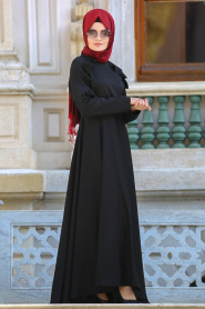 Neva Style - Fırfırlı Siyah Tesettür Elbise 41820S - Thumbnail