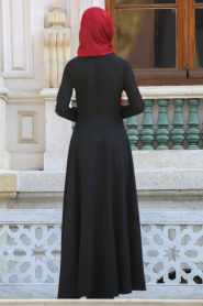 Neva Style - Fırfırlı Siyah Tesettür Elbise 41820S - Thumbnail