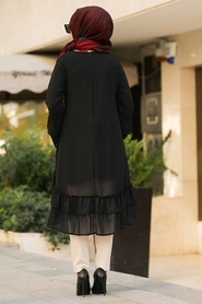 Neva Style - Fırfırlı Siyah Tesettür Tunik 39260S - Thumbnail