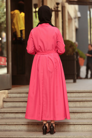 Neva Style - Fuchsia Hijab Coat 4026F - Thumbnail