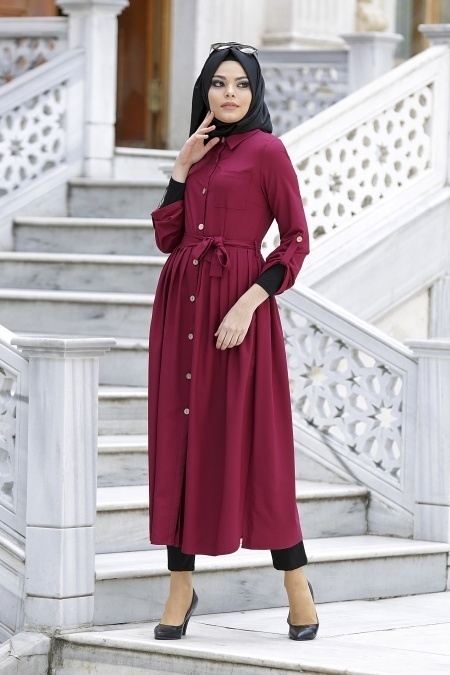 Neva Style - Fuchsia Hijab Coat 509F