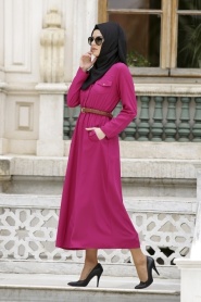 Neva Style - Fuchsia Hijab Dress 3002F - Thumbnail
