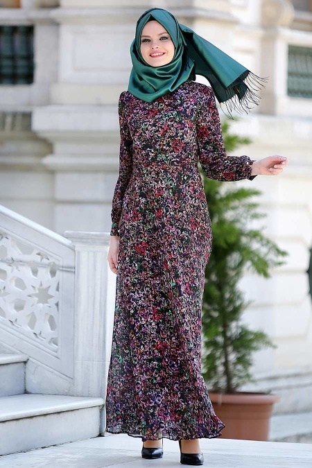 Neva Style - Fuchsia Hijab Dress 7032-06F