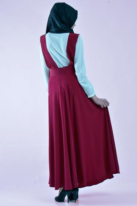 Neva Style - Fuchsia Hijab Dress 7055F - 3