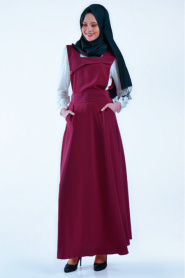 Neva Style - Fuchsia Hijab Dress 7055F - Thumbnail