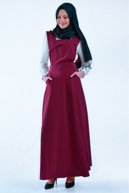 Neva Style - Fuchsia Hijab Dress 7055F