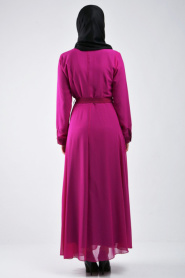 Neva Style - Fuchsia Hijab Dress 7057F - Thumbnail