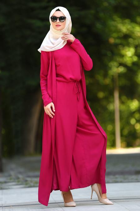 Neva Style - Fuchsia Hijab Jumpsuits 90740F - 3