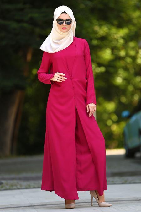 Neva Style - Fuchsia Hijab Jumpsuits 90740F - 2