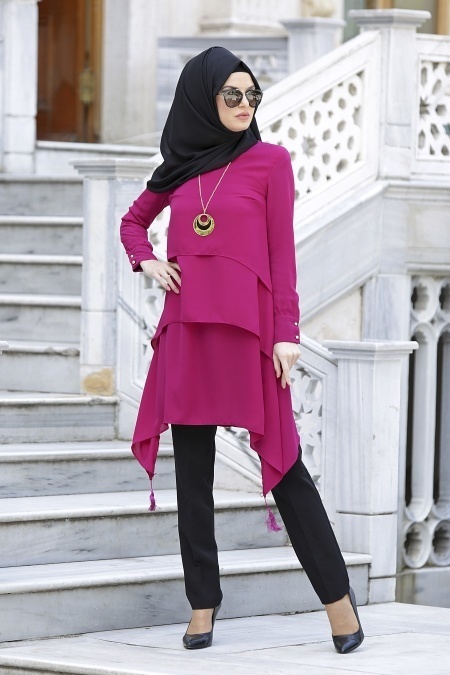 Neva Style - Fuchsia Hijab Tunic 2884F