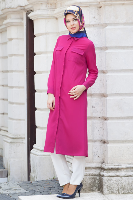 Neva Style- Fuchsia Hijab Tunic 5034F
