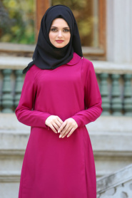 Neva Style- Fuchsia Hijab Tunic 52720F - Thumbnail