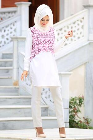 Neva Style - Fuchsia Hijab Tunic 6142F - 1