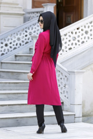 Neva Style - Fuchsia Manteau Hijab 5061F - Thumbnail