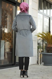 Neva Style - Fumé Hijab Coat 60370FU - Thumbnail