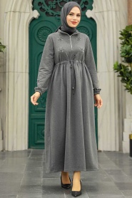 Neva Style - Füme Tesettür Elbise 1372FU - Thumbnail